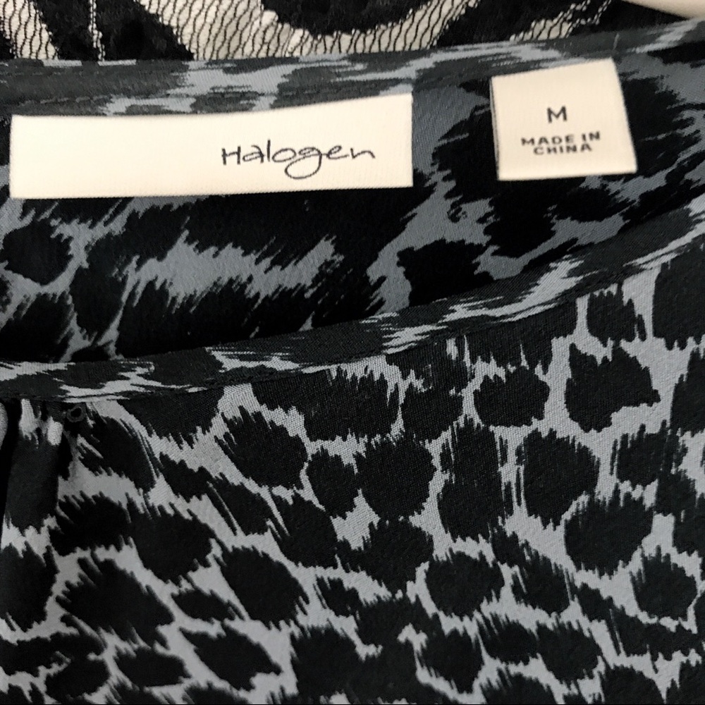 Halogen Blue Ruffle Bell Sleeve Leopard Print top - Picture 5 of 5